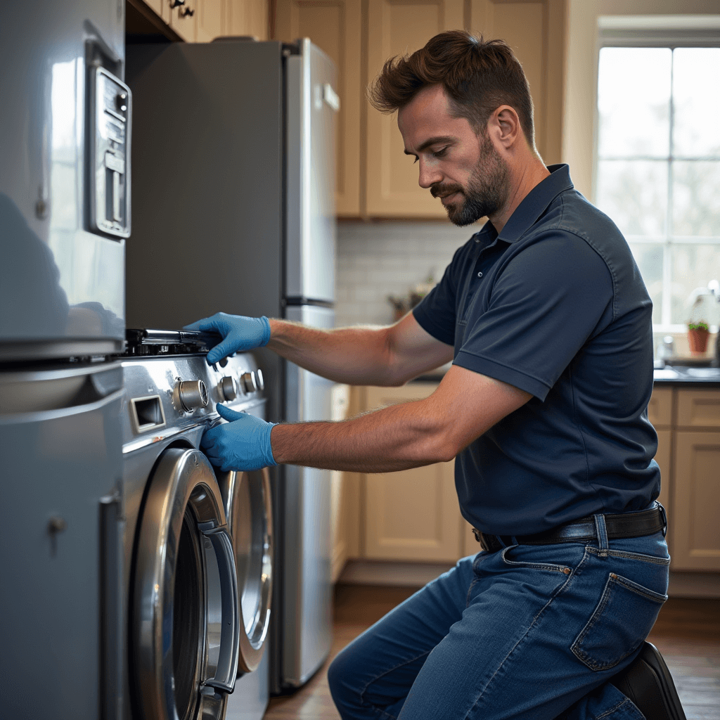appliance repair guy working in leonardo