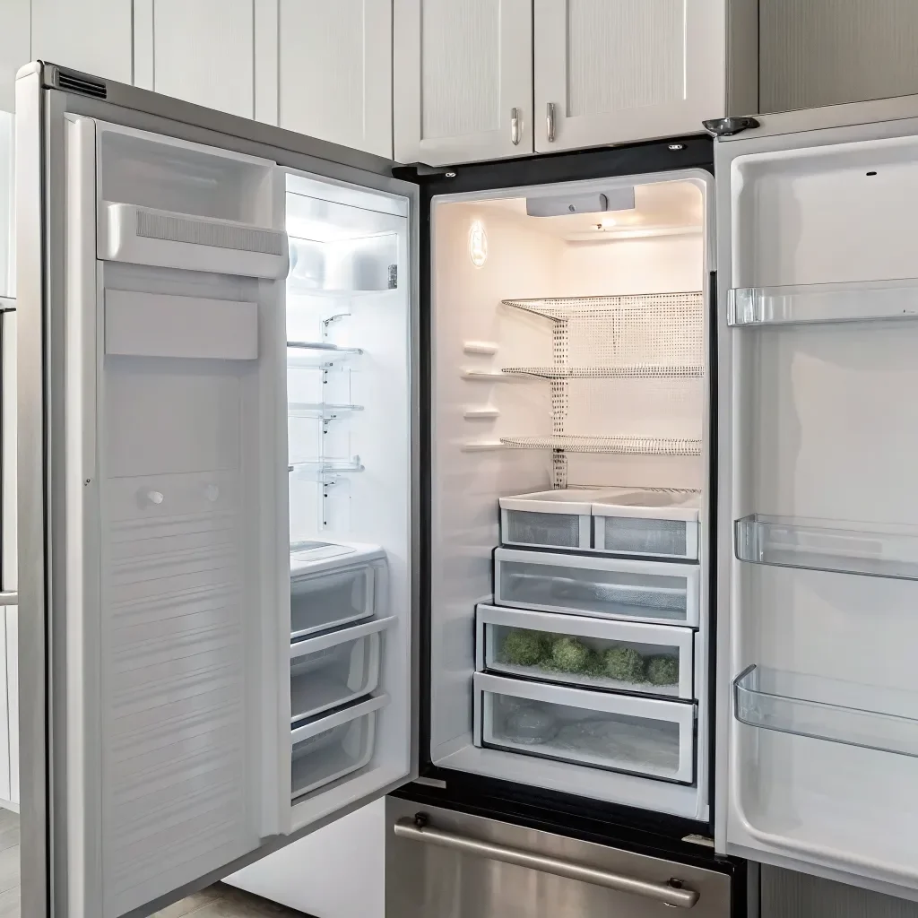 Frigidaire side by side refrigerator leaking water on the inside.